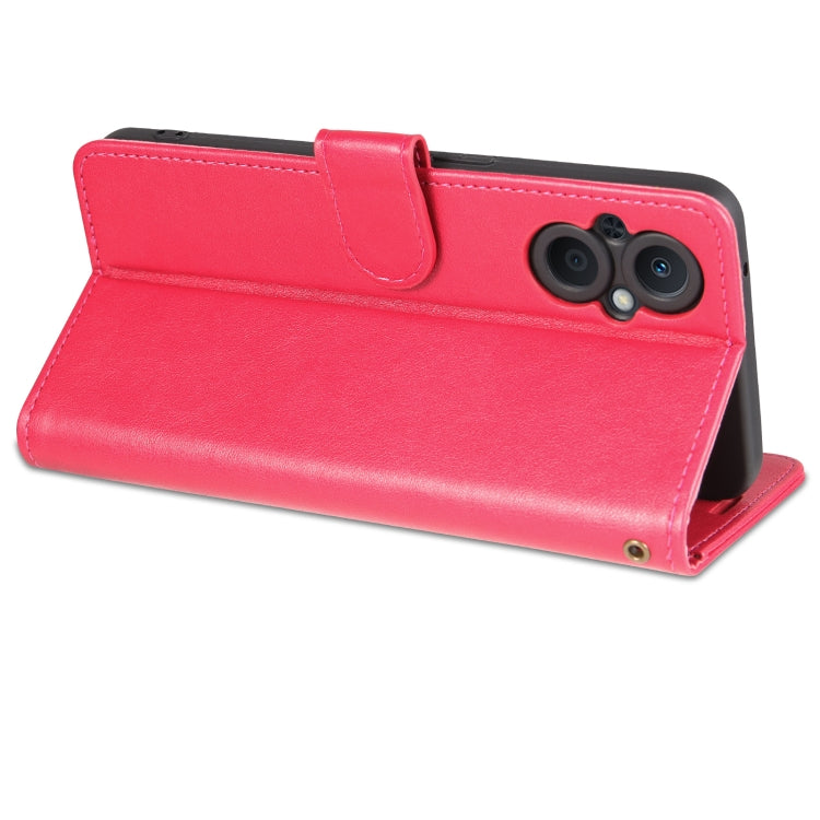 For OPPO A96 5G / Reno7 Z Overseas Version  AZNS Sheepskin Texture Flip Leather Phone Case(Red)