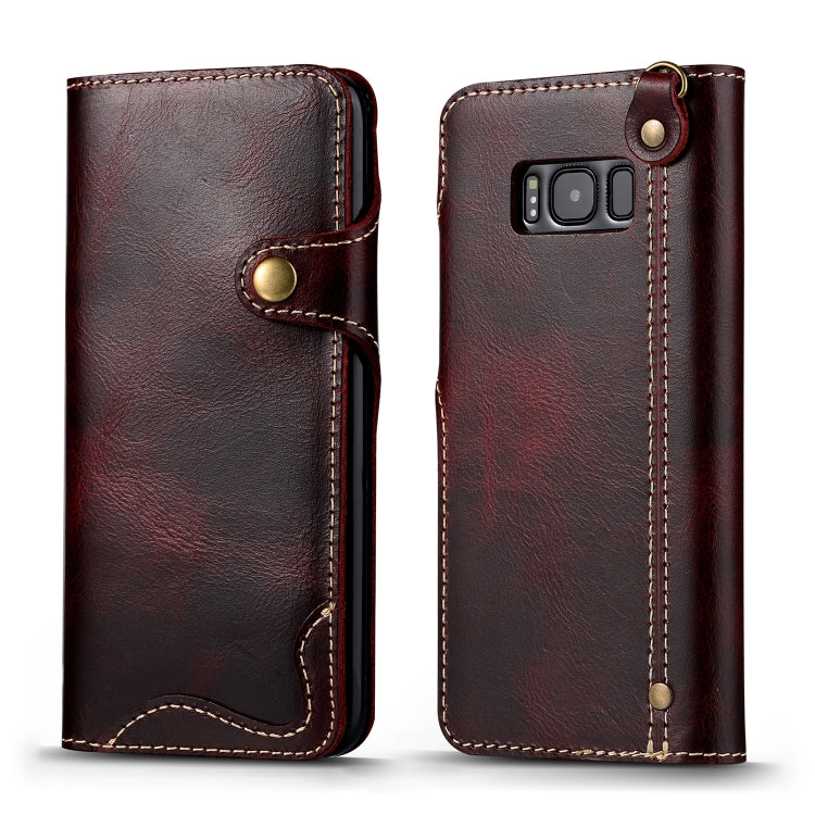 Denior Oil Wax Cowhide Magnetic Button Horizontal Flip Leather Case with Card Slots & Wallet, For iPhone XR, For Galaxy S8 Plus, For iPhone XS Max, For Galaxy S9, For Galaxy S9 Plus, For Galaxy Note 8