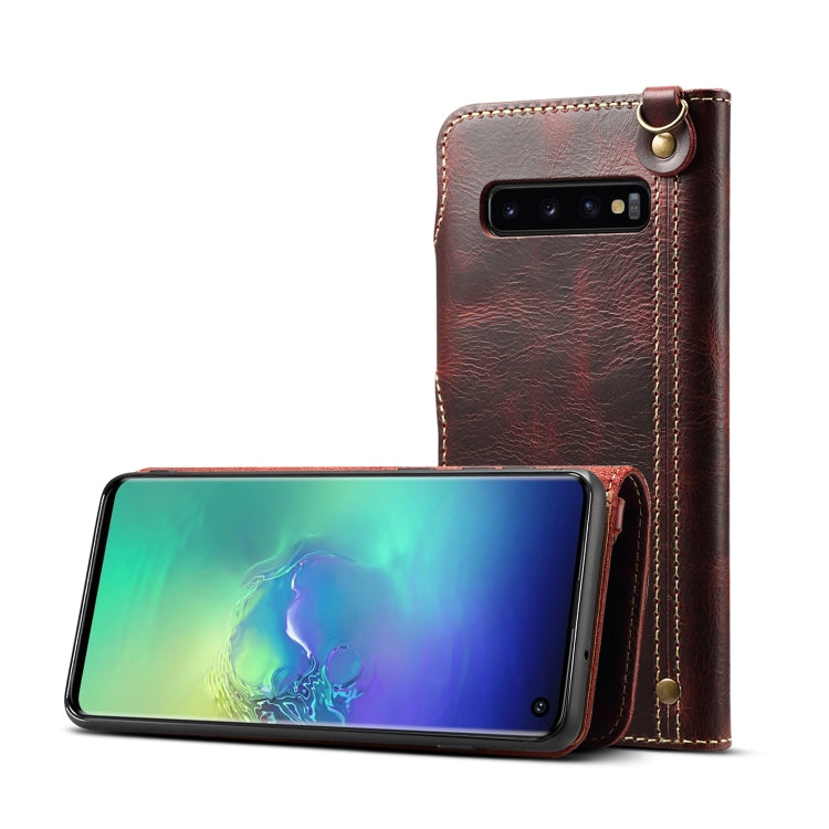 Denior Oil Wax Cowhide Magnetic Button Horizontal Flip Leather Case with Card Slots & Wallet, For Galaxy Note9, For Huawei Mate 20, For Huawei Mate 20 Pro, For Galaxy S10, For Galaxy S10e, For Galaxy S10 Plus