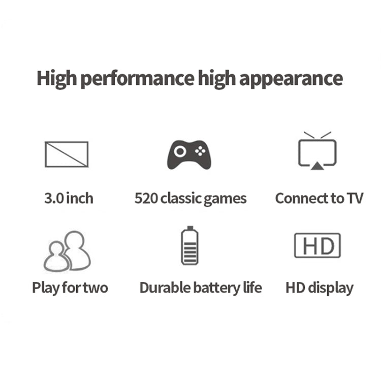 S8 3.0 inch Screen Classic Handheld Game Console Built-in 520 Games, S8 / Army Green, S8 / Black, S8 / Blue