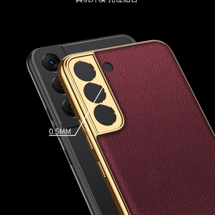 For Samsung Galaxy S22 5G GKK Plating TPU + Leather Full Coverage Phone Case(Red)