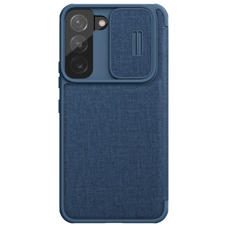 For Samsung Galaxy S22+ 5G NILLKIN QIN Series Pro Sliding Camera Cover Design Leather Phone Case(Blue)