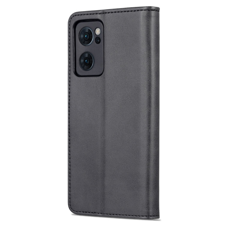 For OPPO Reno7 SE 5G AZNS Skin Feel Calf Texture Flip Leather Phone Case(Black)