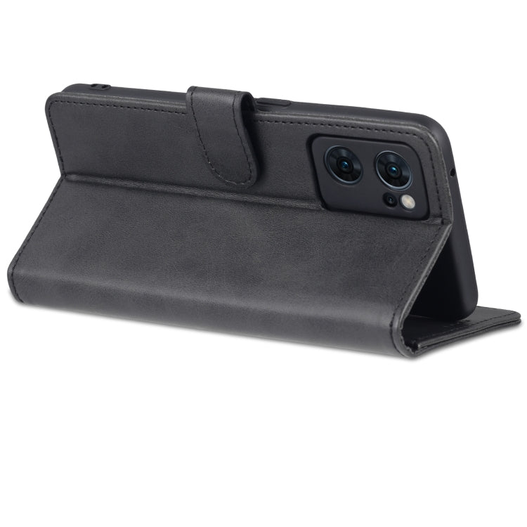 For OPPO Reno7 SE 5G AZNS Skin Feel Calf Texture Flip Leather Phone Case(Black)