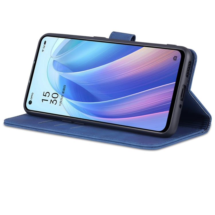 For OPPO Reno7 SE 5G AZNS Skin Feel Calf Texture Flip Leather Phone Case(Blue)