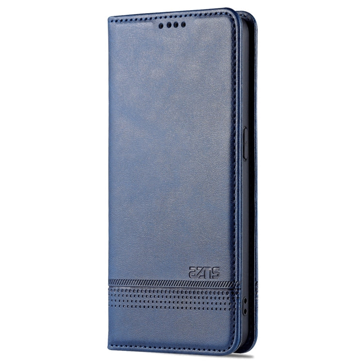 For OPPO Reno7 Global AZNS Magnetic Calf Texture Flip Leather Phone Case(Dark Blue)