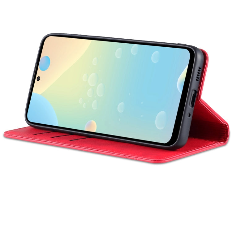 For Samsung Galaxy A73 5G AZNS Magnetic Calf Texture Flip Leather Phone Case(Red)