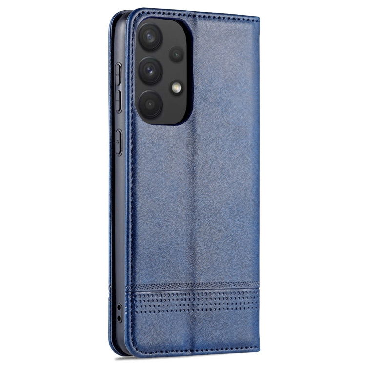 For Samsung Galaxy A73 5G AZNS Magnetic Calf Texture Flip Leather Phone Case(Dark Blue)