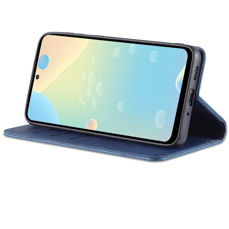 For Samsung Galaxy A73 5G AZNS Magnetic Calf Texture Flip Leather Phone Case(Dark Blue)