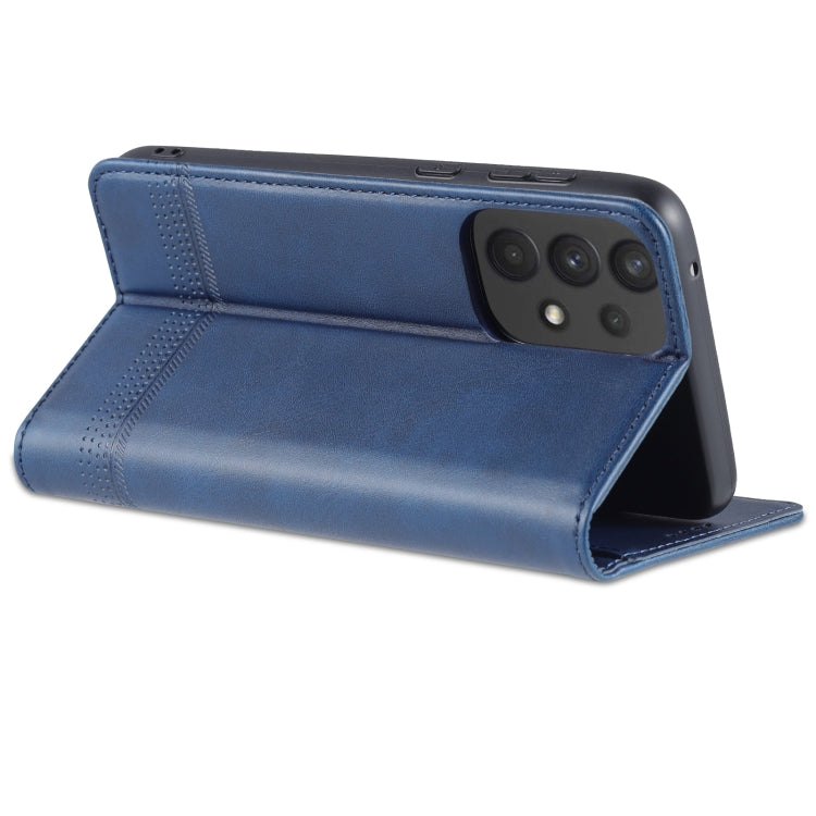 For Samsung Galaxy A73 5G AZNS Magnetic Calf Texture Flip Leather Phone Case(Dark Blue)