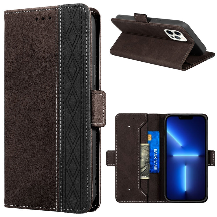 Stitching Magnetic RFID Leather Case, For iPhone 13 mini, For iPhone 13, For iPhone 13 Pro, For iPhone 13 Pro Max, For iPhone 12 mini, For iPhone 12 / 12 Pro
