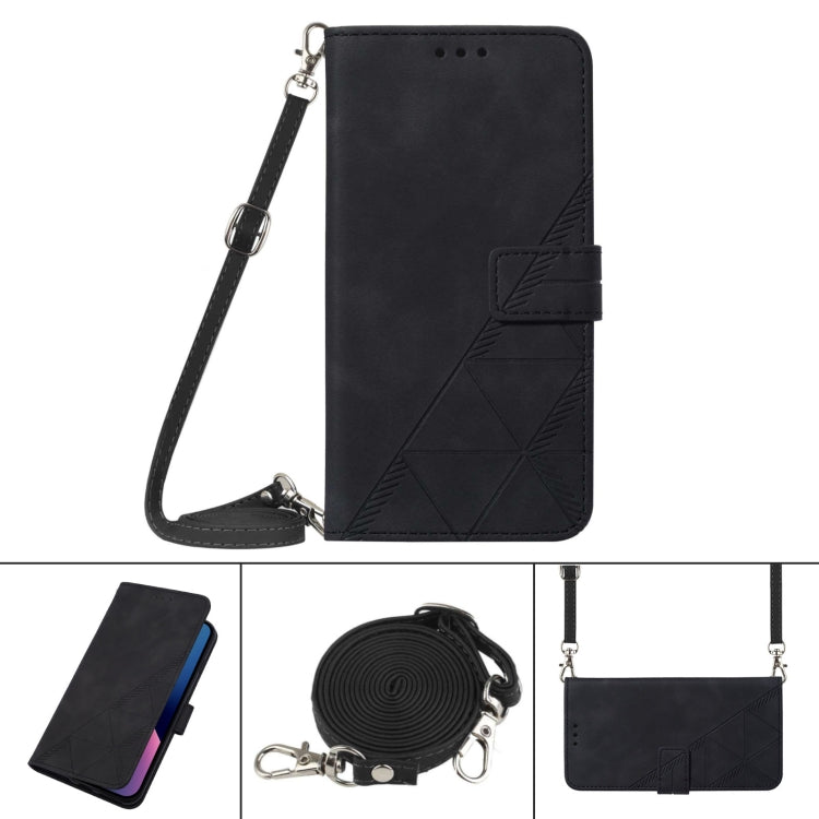 Crossbody 3D Embossed Flip Leather Phone Case, For iPhone 13 mini, For iPhone 13, For iPhone 13 Pro, For iPhone 13 Pro Max