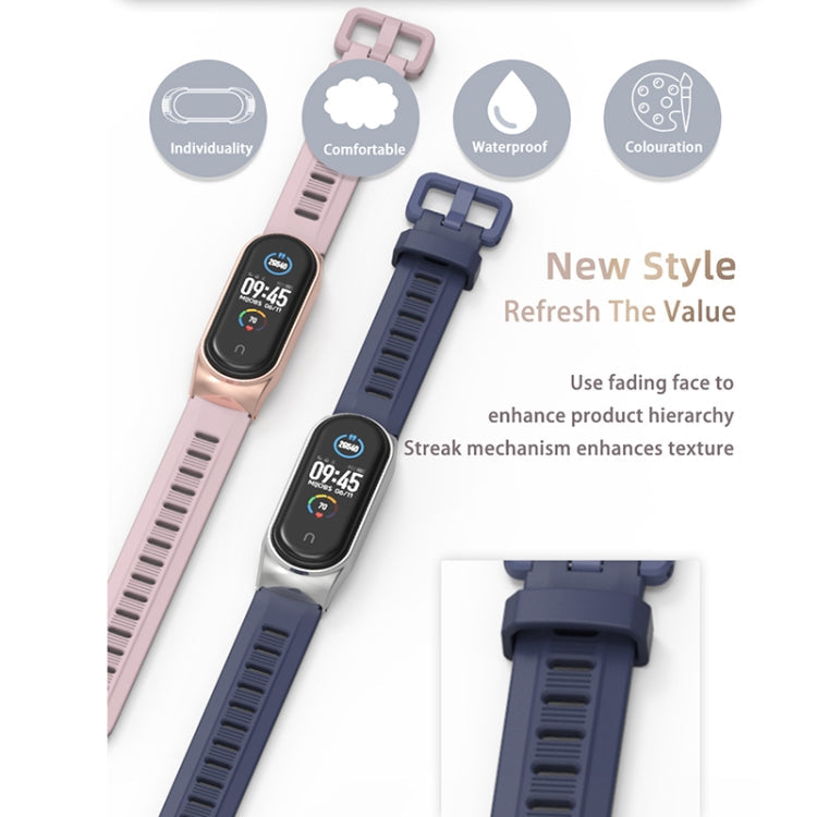 For Xiaomi Mi Band 6 / 5 / 4 / 3 Mijobs Flat Hole Silicone Watch Band, CS Case, Plus Case