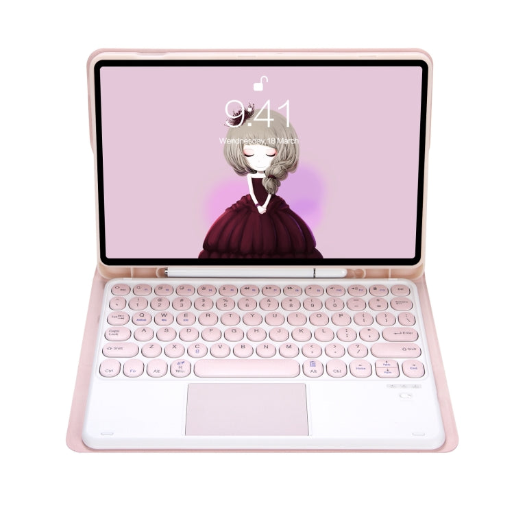 YA610B-A Candy Color Skin Feel Texture Round Keycap Bluetooth Keyboard Leather Case with Touchpad, For Samsung Galaxy Tab S6 Lite 10.4 inch SM-P610 / SM-P615, For Samsung Galaxy Tab A8 10.5 2021 SM-X200 / SM-X205                                        ...