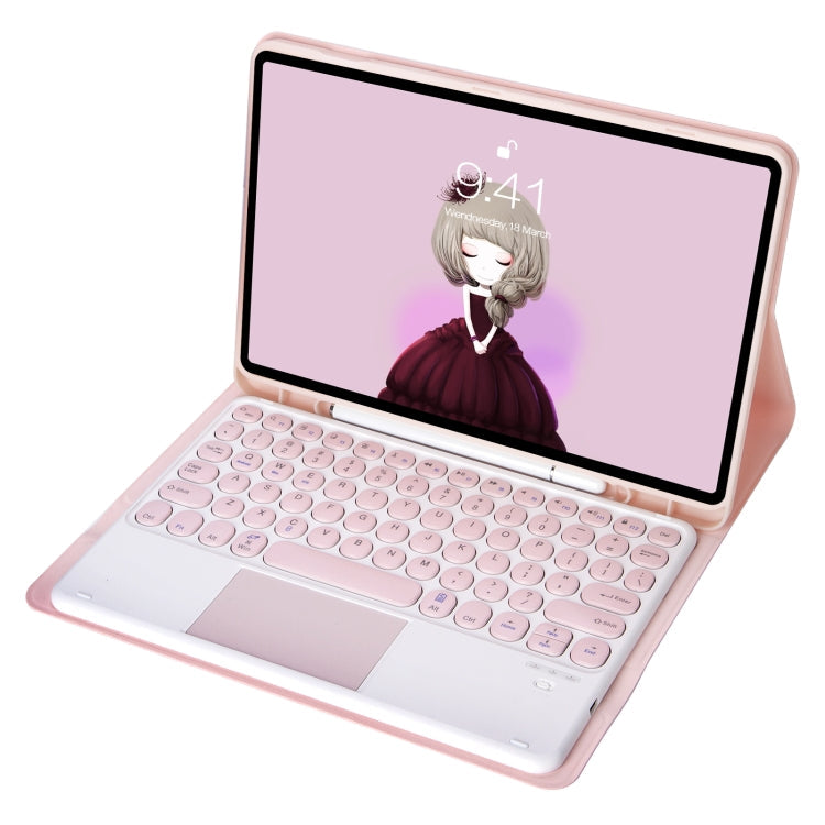 YA610B-A Candy Color Skin Feel Texture Round Keycap Bluetooth Keyboard Leather Case with Touchpad, For Samsung Galaxy Tab S6 Lite 10.4 inch SM-P610 / SM-P615, For Samsung Galaxy Tab A8 10.5 2021 SM-X200 / SM-X205                                        ...