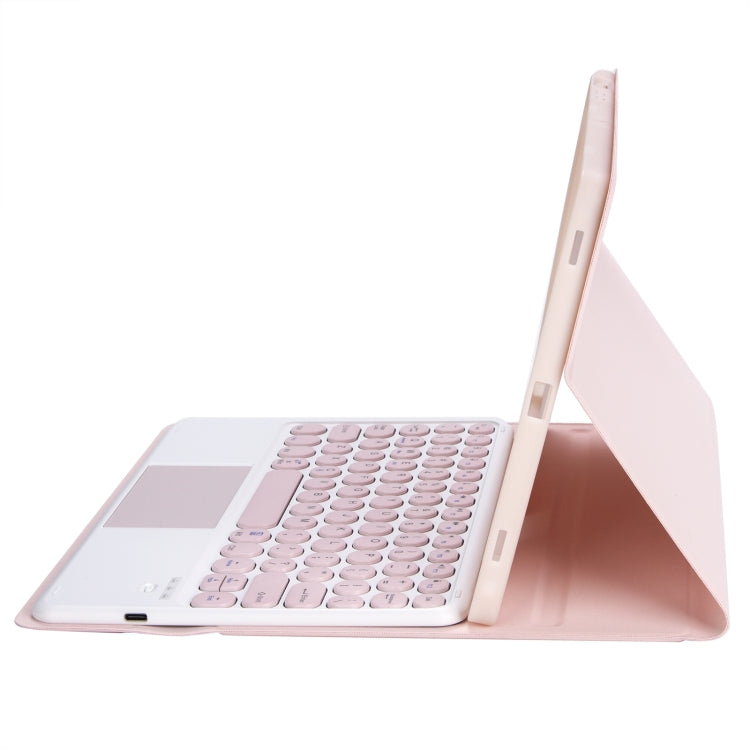 YA610B-A Candy Color Skin Feel Texture Round Keycap Bluetooth Keyboard Leather Case with Touchpad, For Samsung Galaxy Tab S6 Lite 10.4 inch SM-P610 / SM-P615, For Samsung Galaxy Tab A8 10.5 2021 SM-X200 / SM-X205                                        ...