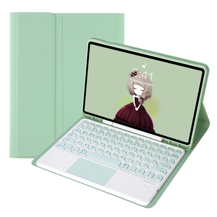 YA610B-A Candy Color Skin Feel Texture Round Keycap Bluetooth Keyboard Leather Case with Touchpad, For Samsung Galaxy Tab S6 Lite 10.4 inch SM-P610 / SM-P615, For Samsung Galaxy Tab A8 10.5 2021 SM-X200 / SM-X205                                        ...