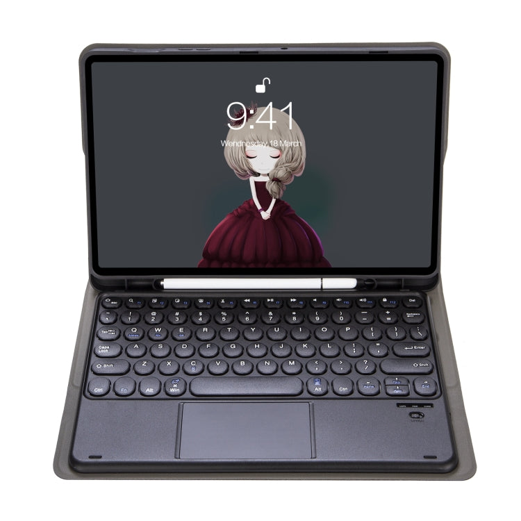 YA610B-A  Lambskin Texture Voltage Round Keycap Bluetooth Keyboard Leather Case with Touchpad, For Samsung Galaxy Tab S6 Lite 10.4 inch SM-P610 / SM-P615, For Samsung Galaxy Tab A8 10.5 2021 SM-X200 / SM-X205                                            ...