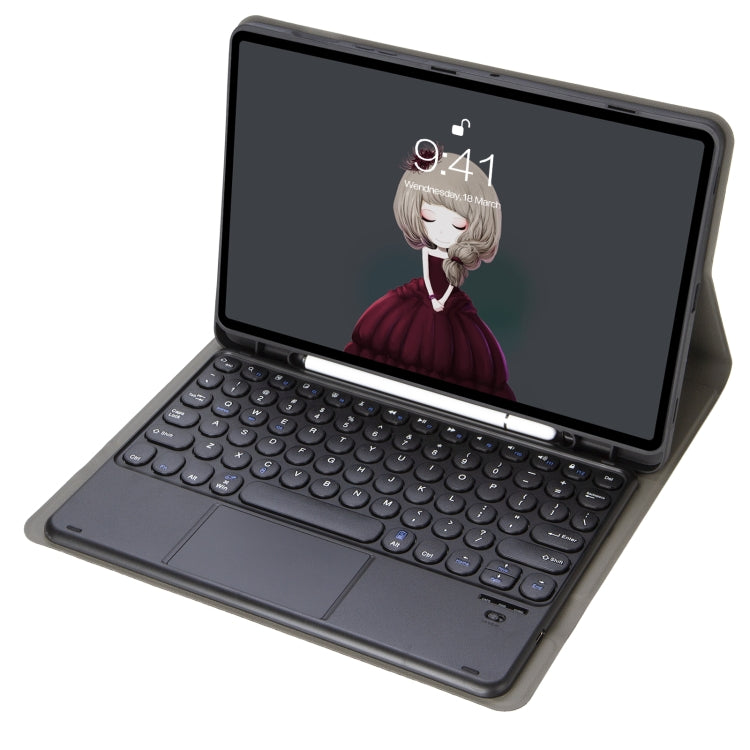 YA610B-A  Lambskin Texture Voltage Round Keycap Bluetooth Keyboard Leather Case with Touchpad, For Samsung Galaxy Tab S6 Lite 10.4 inch SM-P610 / SM-P615, For Samsung Galaxy Tab A8 10.5 2021 SM-X200 / SM-X205                                            ...