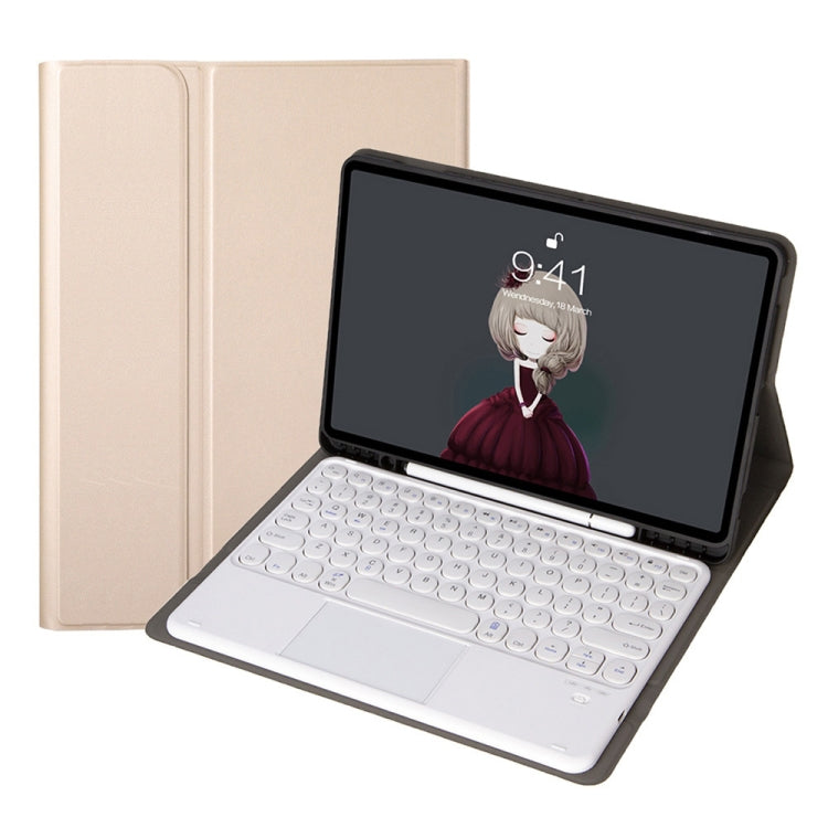 YA610B-A  Lambskin Texture Voltage Round Keycap Bluetooth Keyboard Leather Case with Touchpad, For Samsung Galaxy Tab S6 Lite 10.4 inch SM-P610 / SM-P615, For Samsung Galaxy Tab A8 10.5 2021 SM-X200 / SM-X205                                            ...