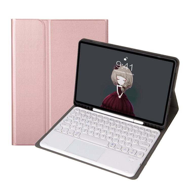 YA610B-A  Lambskin Texture Voltage Round Keycap Bluetooth Keyboard Leather Case with Touchpad, For Samsung Galaxy Tab S6 Lite 10.4 inch SM-P610 / SM-P615, For Samsung Galaxy Tab A8 10.5 2021 SM-X200 / SM-X205                                            ...