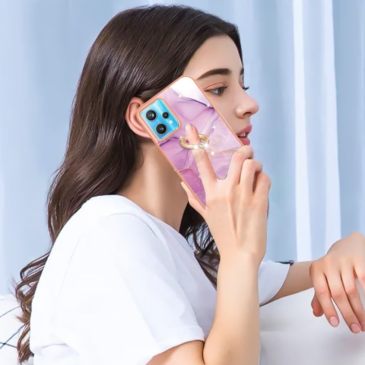 Electroplating Marble Pattern TPU Phone Case with Ring, For OPPO Realme 9 Pro+ 5G, For OPPO Realme 9 Pro 5G, For OPPO Realme 9i / A36 / A96 4G