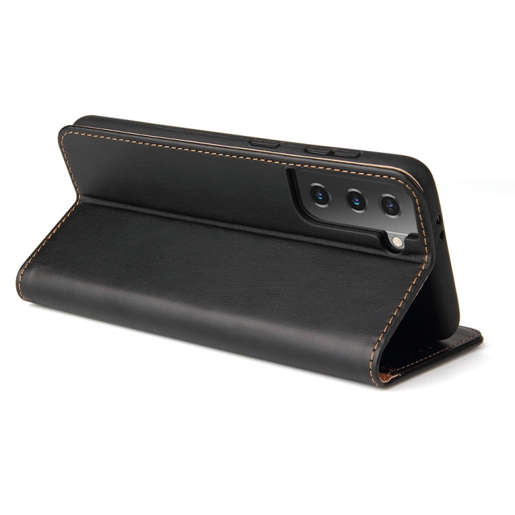 Fierre Shann PU Genuine Leather Texture Leather Phone Case, For Samsung Galaxy S21 FE 5G