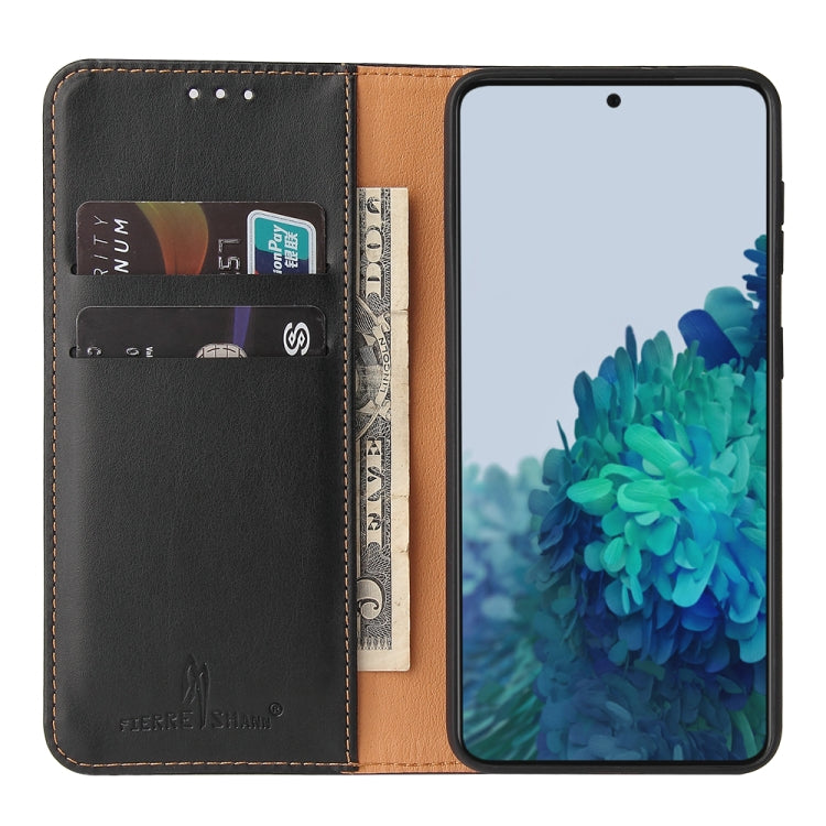 Fierre Shann PU Genuine Leather Texture Leather Phone Case, For Samsung Galaxy S21 FE 5G
