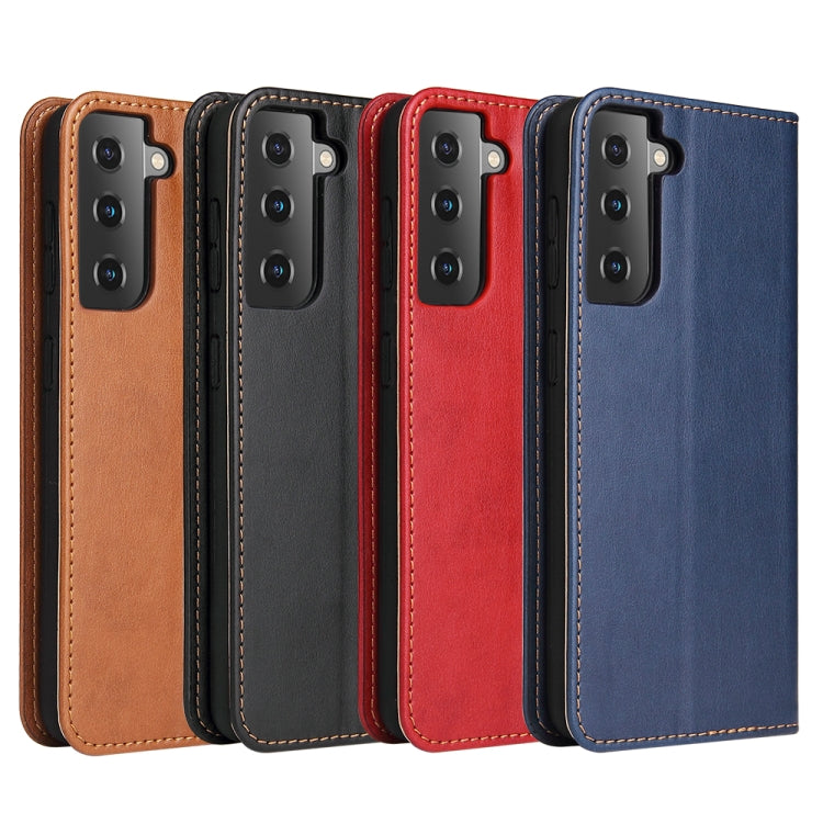 Fierre Shann PU Genuine Leather Texture Leather Phone Case, For Samsung Galaxy S21 FE 5G