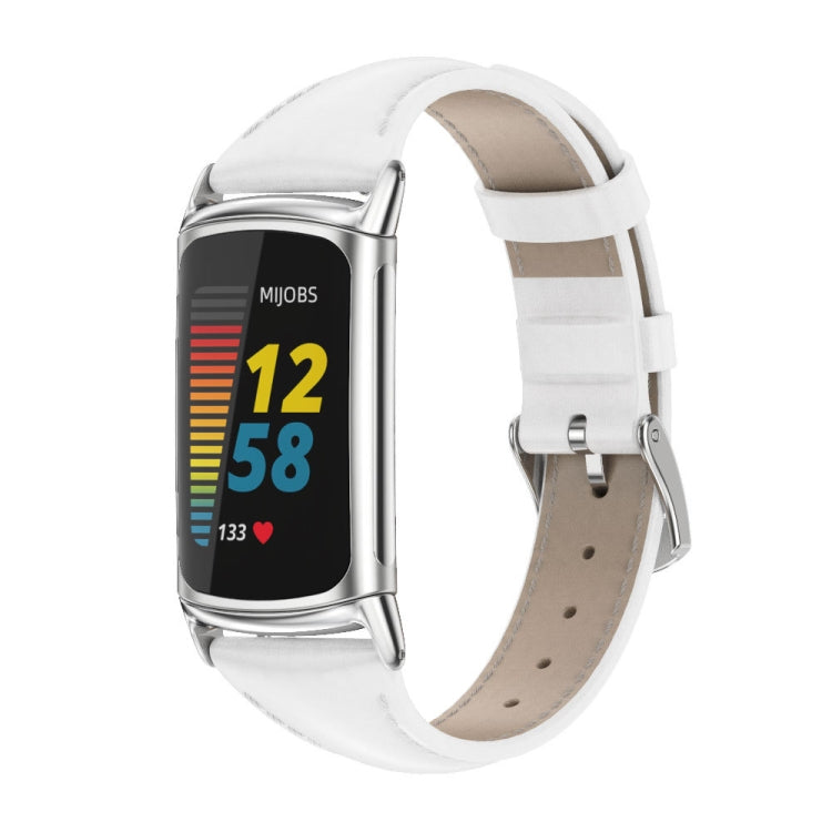 Mijobs Genuine Leather Slim Watch Band, For Fitbit Charge5