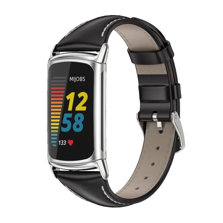 Mijobs Genuine Leather Slim Watch Band, For Fitbit Charge5