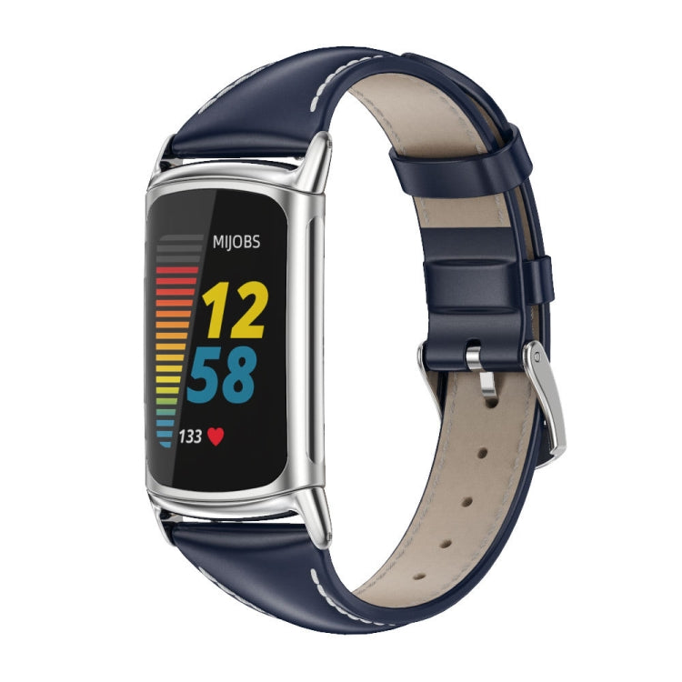 Mijobs Genuine Leather Slim Watch Band, For Fitbit Charge5