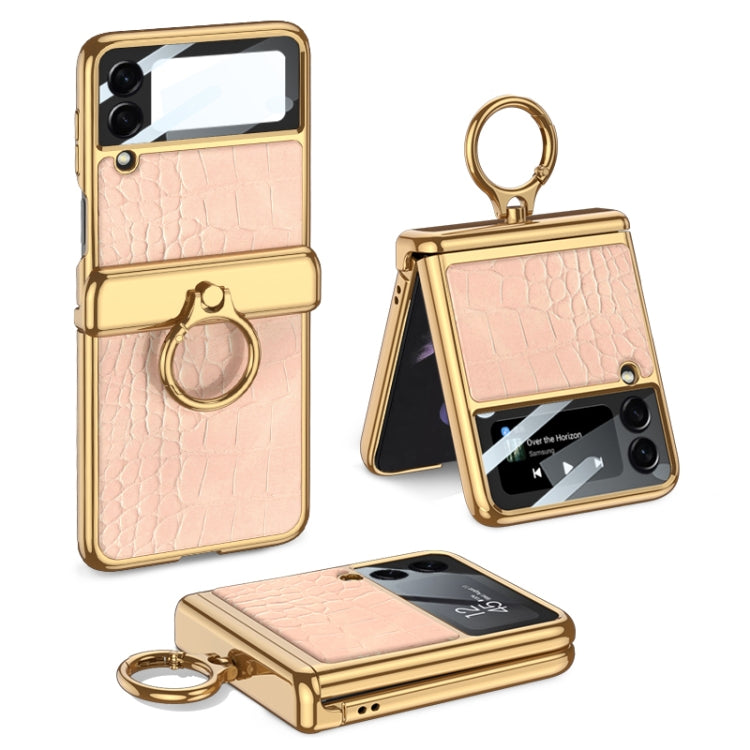 GKK Integrated Plating + Leather Flip Phone Case, For Samsung Galaxy Z Flip3 5G