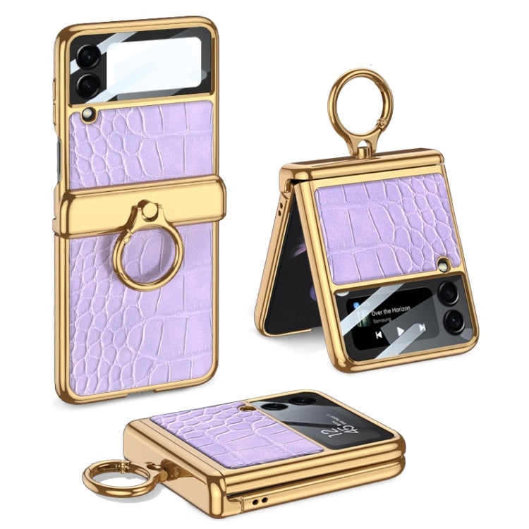 GKK Integrated Plating + Leather Flip Phone Case, For Samsung Galaxy Z Flip3 5G