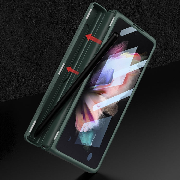 For Samsung Galaxy Z Fold3 5G GKK Magnetic Hinge Plain Leather Phone Flip Case with Pen Box(Black)