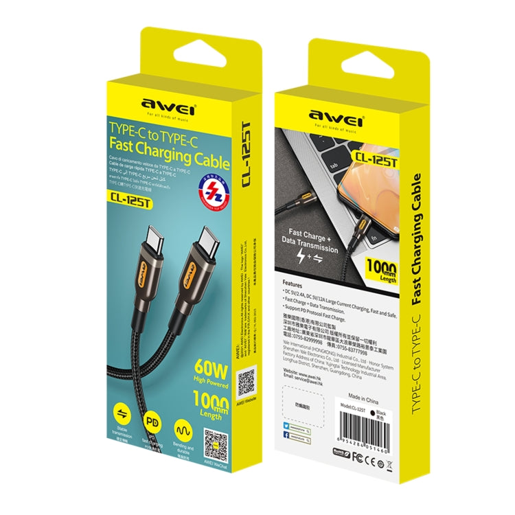 awei CL-125T Type-C / USB-C to Type-C / USB-C Fast Charging Data Cable, Length: 1m