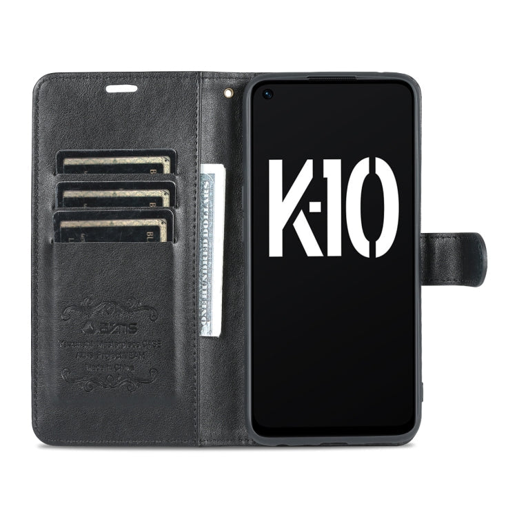 For OPPO K10 AZNS Sheepskin Texture Flip Leather Phone Case(Black)