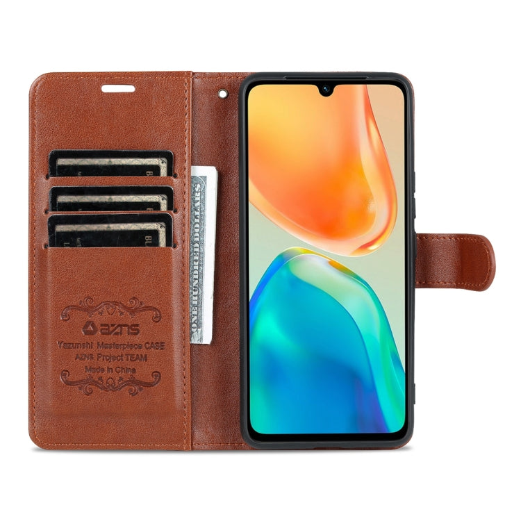 For vivo S15e AZNS Sheepskin Texture Flip Leather Phone Case(Brown)