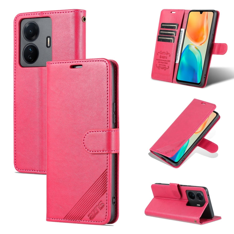 For vivo S15e AZNS Sheepskin Texture Flip Leather Phone Case(Red)