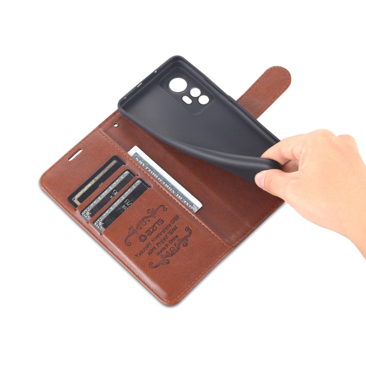 For Xiaomi 12 Lite AZNS Sheepskin Texture Flip Leather Phone Case(Brown)