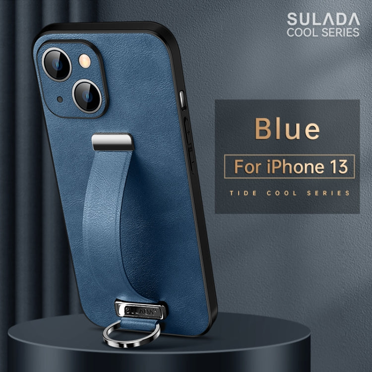 For iPhone 13 SULADA Cool Series PC + Leather Texture Skin Feel Shockproof Phone Case (Blue)