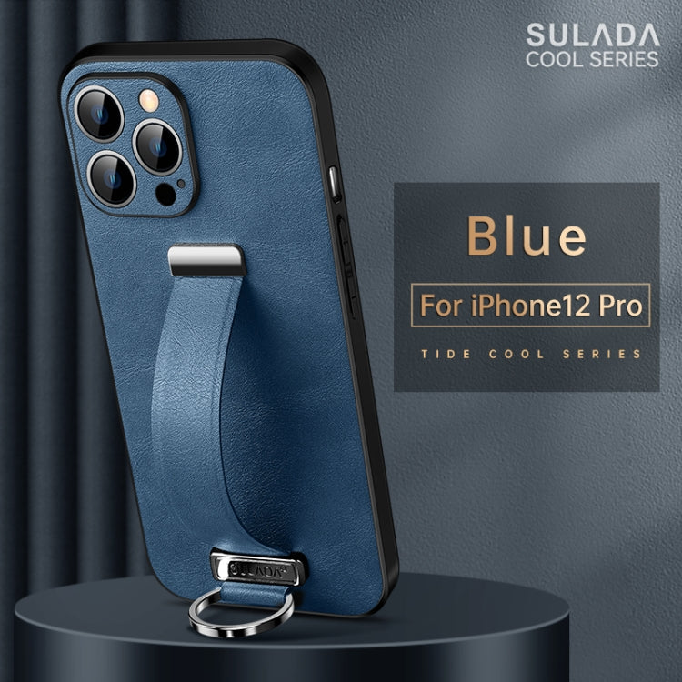 For iPhone 12 Pro SULADA Cool Series PC + Leather Texture Skin Feel Shockproof Phone Case (Blue)