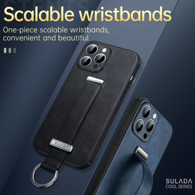 For iPhone 13 Pro Max  SULADA Cool Series PC + Leather Texture Skin Feel Shockproof Phone Case(Blue)