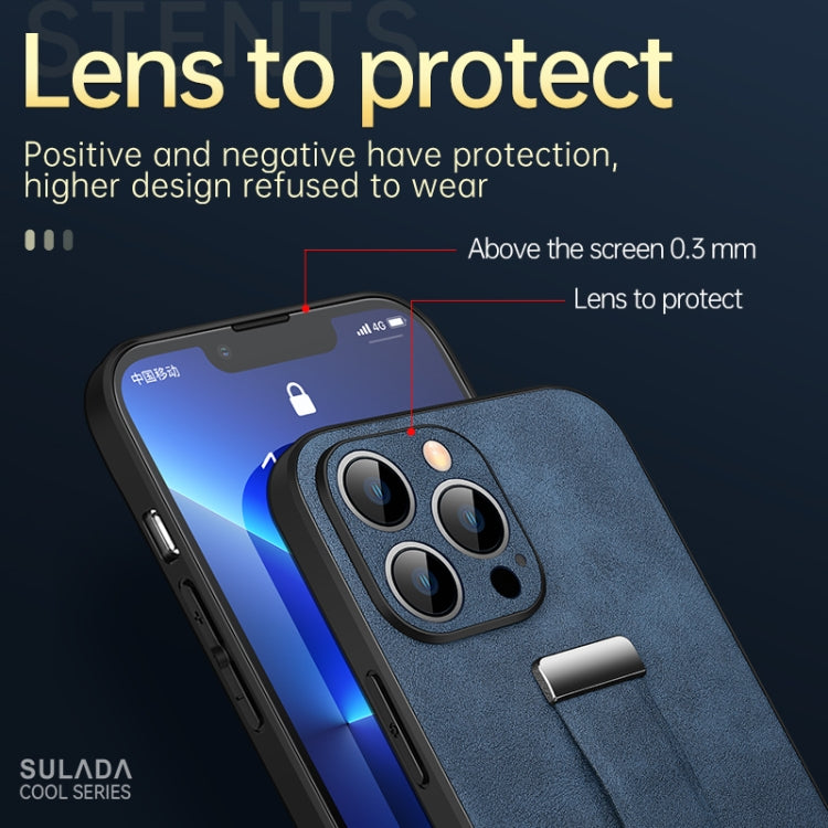 For iPhone 13 Pro Max  SULADA Cool Series PC + Leather Texture Skin Feel Shockproof Phone Case(Blue)