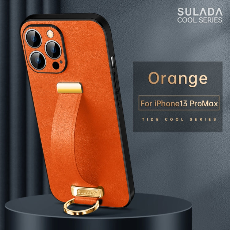 For iPhone 13 Pro Max  SULADA Cool Series PC + Leather Texture Skin Feel Shockproof Phone Case(Orange)