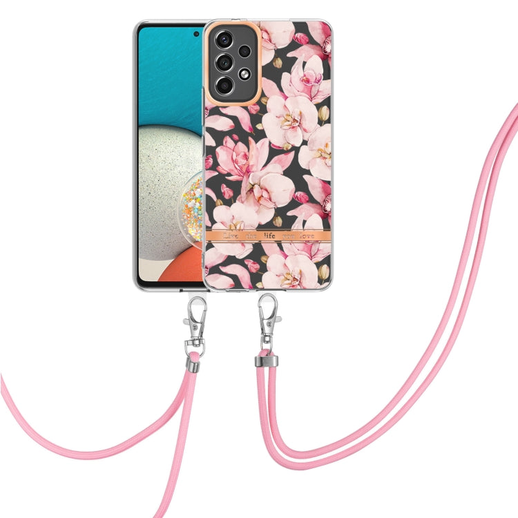 Flowers Series TPU Phone Case with Lanyard, For Samsung Galaxy A73 5G