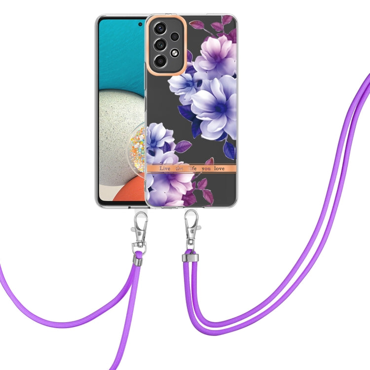 Flowers Series TPU Phone Case with Lanyard, For Samsung Galaxy A73 5G