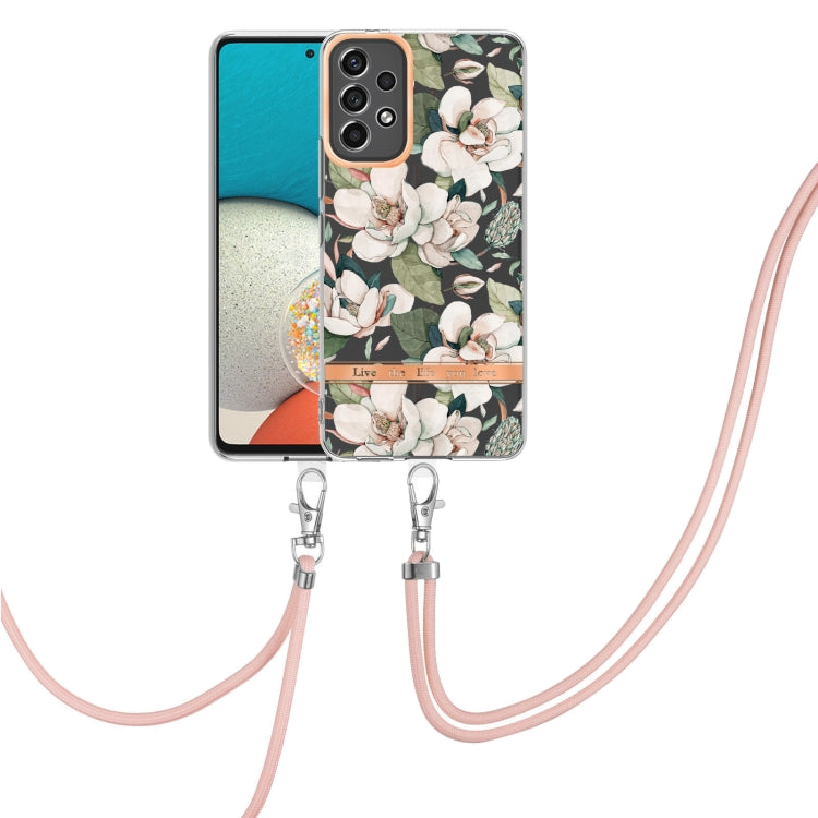 Flowers Series TPU Phone Case with Lanyard, For Samsung Galaxy A73 5G