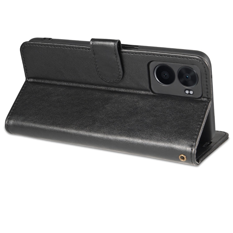 For OPPO A57 5G/Realme Q5i/Realme V23 AZNS Sheepskin Texture Flip Leather Phone Case(Black)
