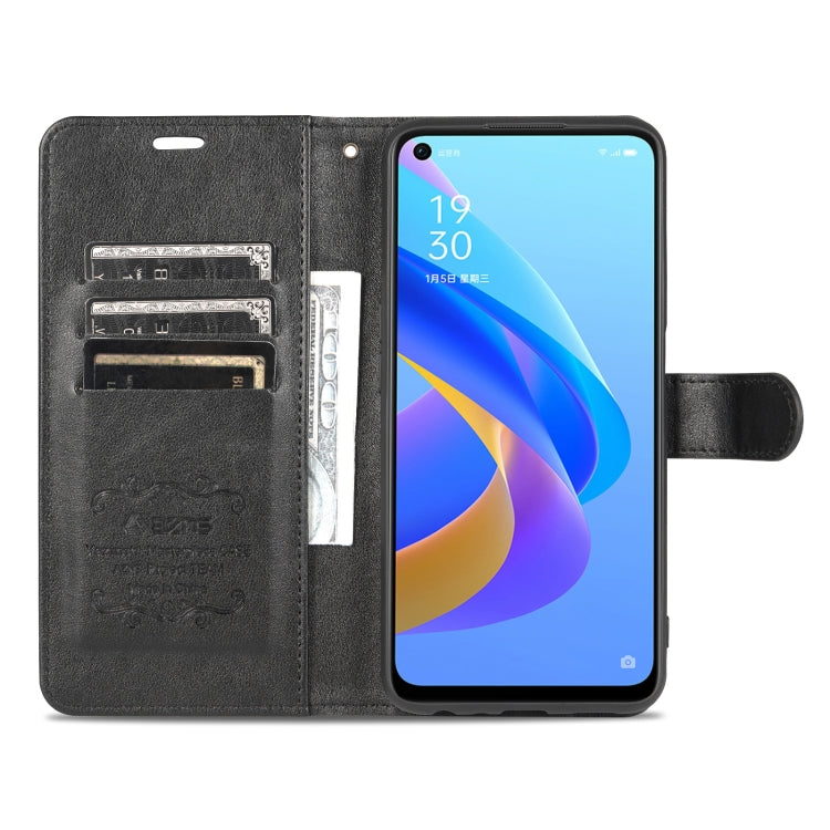 For OPPO A57 5G/Realme Q5i/Realme V23 AZNS Sheepskin Texture Flip Leather Phone Case(Black)